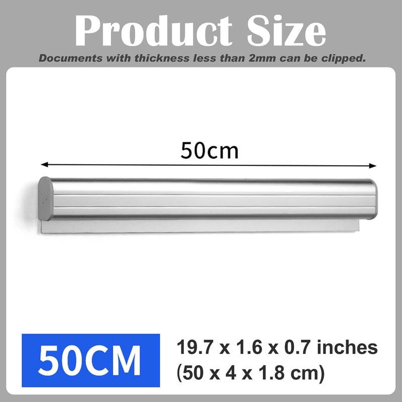 origreen 2 Pieces Ticket Holder Receipt Holder for Restaurant Refrigerator, No Drill Restaurant Ticket Order Holders for Walls Home Kitchen Office Cafes Pubs Bars(Sliiver, 19.7", 2pcs) - Image 2